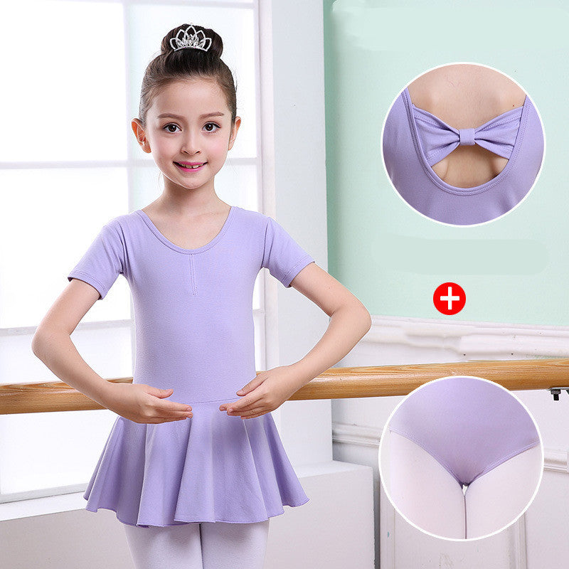 Children's Dance Clothes - Girls' Practice Clothes, Girls Short-sleeved Tutu