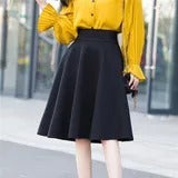 All-match Umbrella High Waist Mid-length Skirt