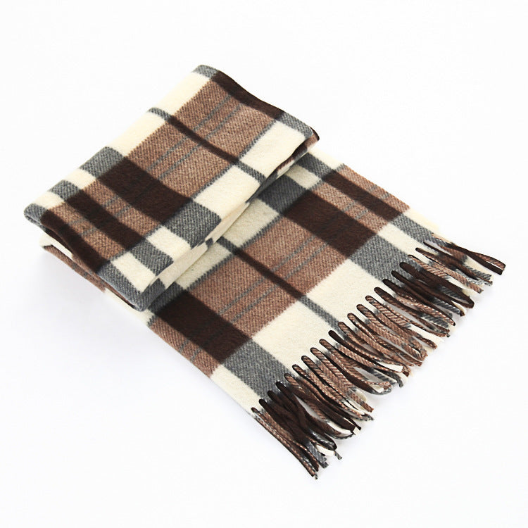 Autumn And Winter Black And White Plaid Plus-sized Thick Thermal Men's And Women's Scarf
