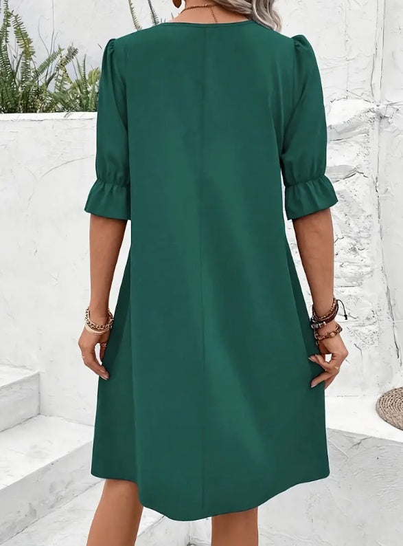 Elegant Color Short Sleeve Dress For Spring  Summer Women's Clothing