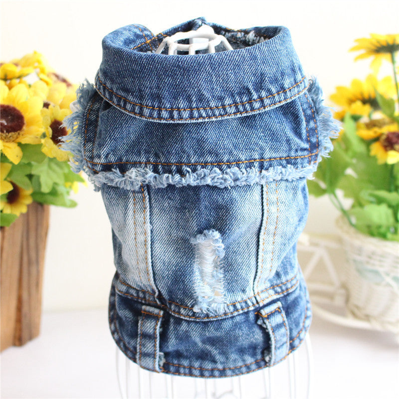 Designer Dog Denim Jacket – Stylish Spring Puppy Jeans Vest for Small Dogs & Cats
