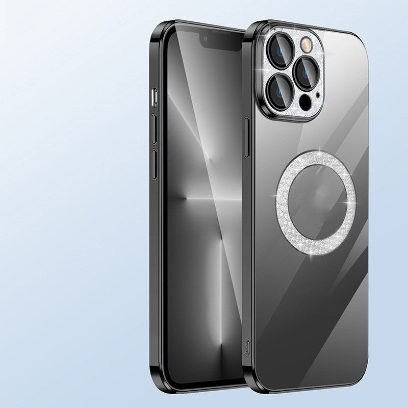 Electroplating Soft Diamond Ring Phone Case -  Drill Leakage Standard Mobile Phone Case Lens Film