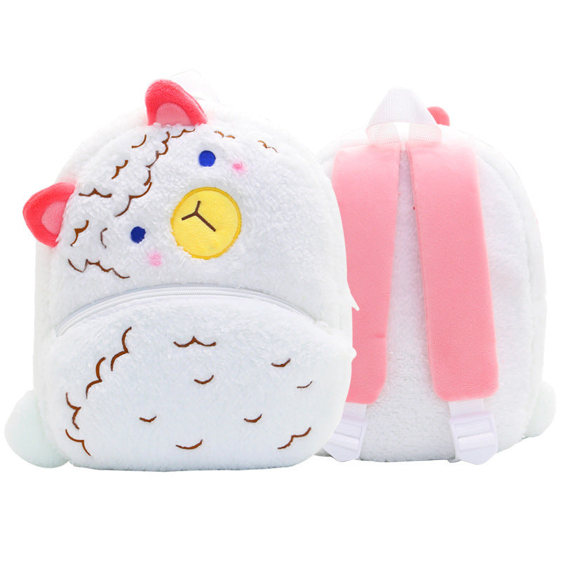 Children School Backpack - Cartoon Rainbow Design, Soft Plush Material For Toddler, Baby Girls Kindergarten Kids School Bags