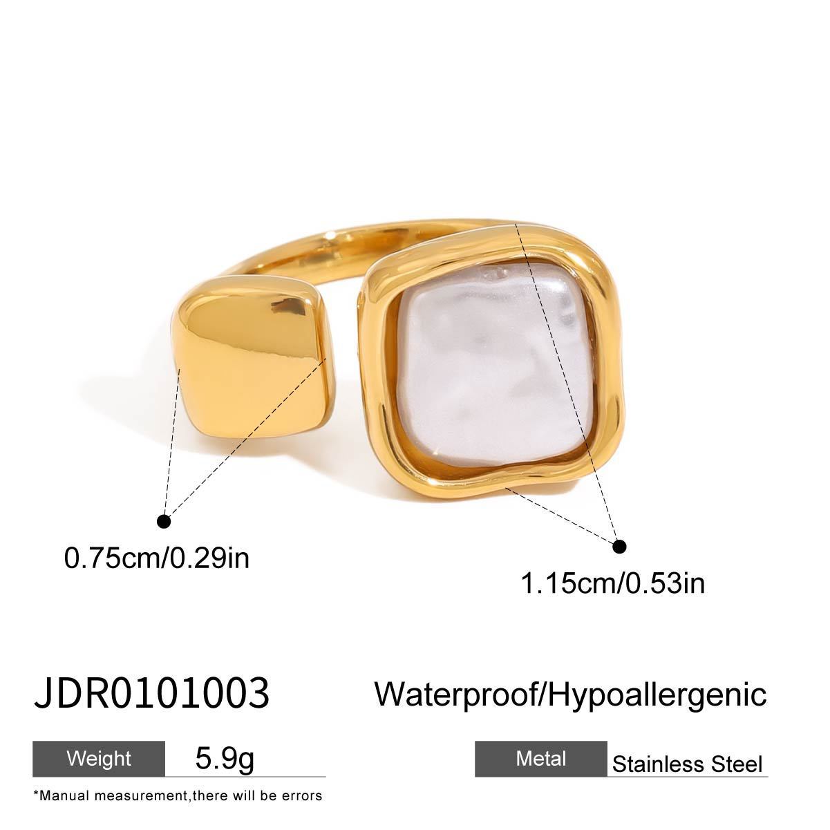 Stainless Steel Pearl Ring Titanium Steel No Fading