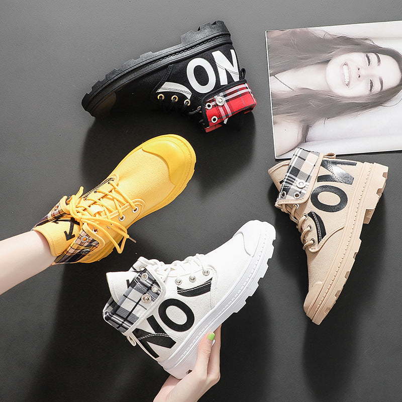 High-top Girls Canvas Short Boots