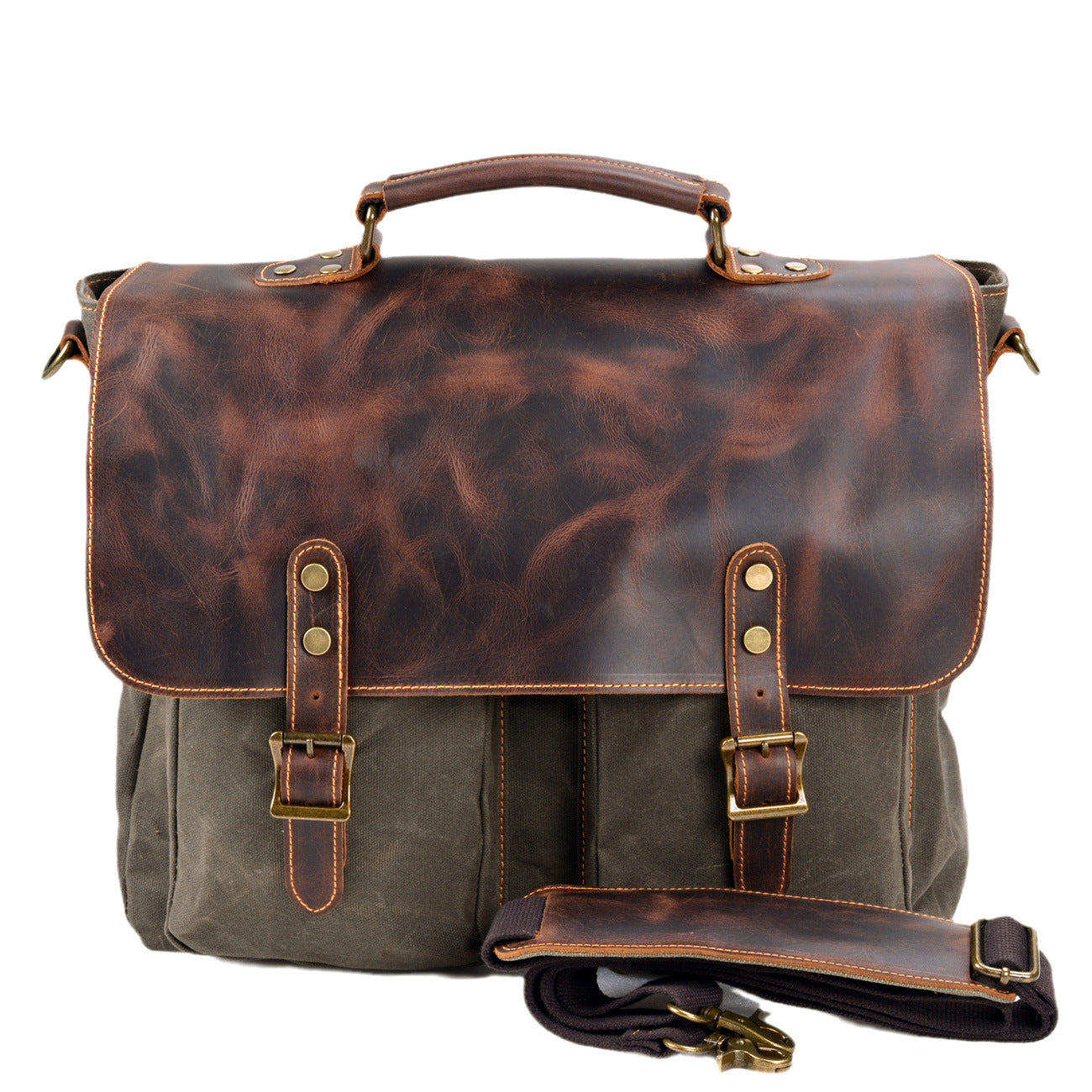 Waterproof Canvas Stitching Leather Briefcase