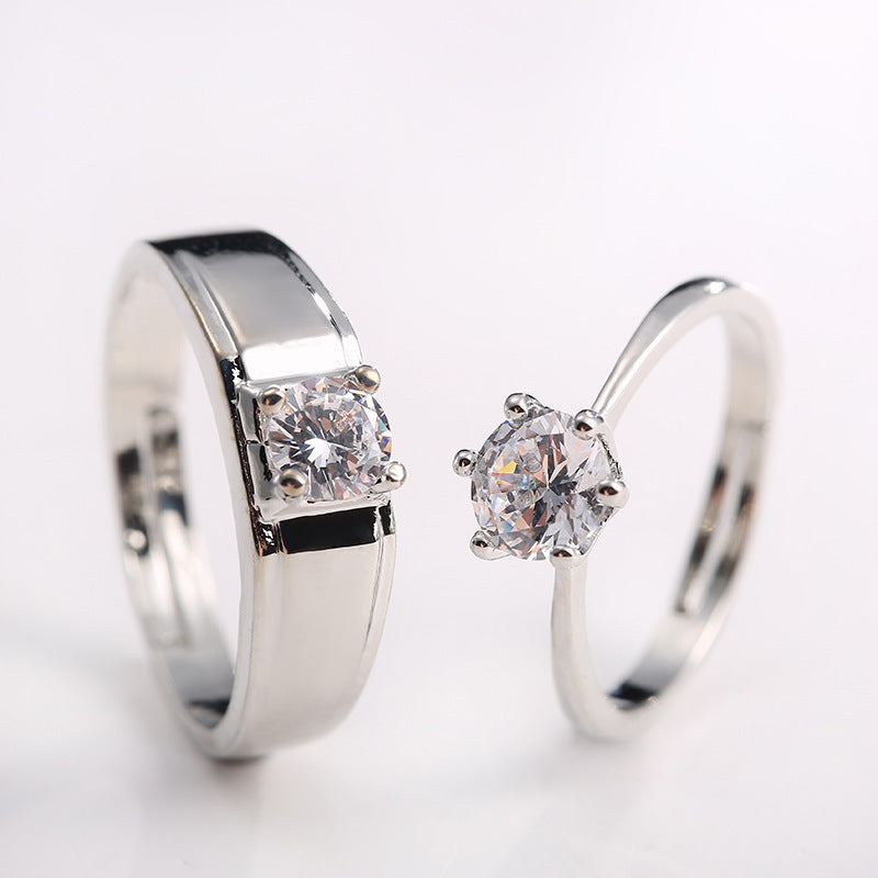 Couple Diamond Wedding & Engagement Ring - Simulation Women's Ring Moissanite  Couple Rings SATINE