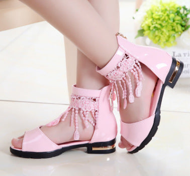 High Ankle Fringe Girls Shoes