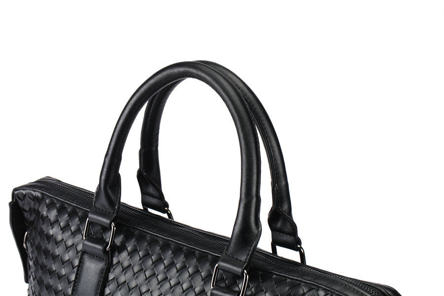 Men's Bag Leather Briefcase - Hand Woven Luxury Handbags Business Tote Bags For Men High Quality Laptop Handbags
