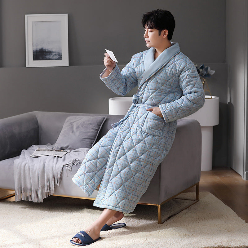Pure Cotton Long Sleeved Autumn And Winter Bathrobe