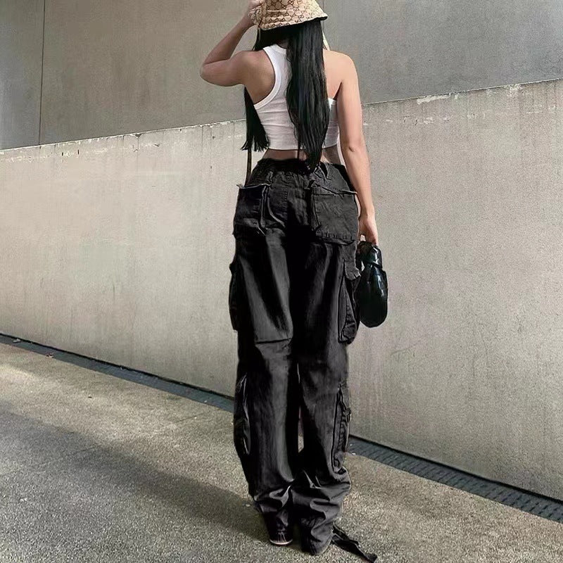 Street Hip-hop Trousers With Pockets - Low Waist Overalls Fashion Casual Cargo Pants