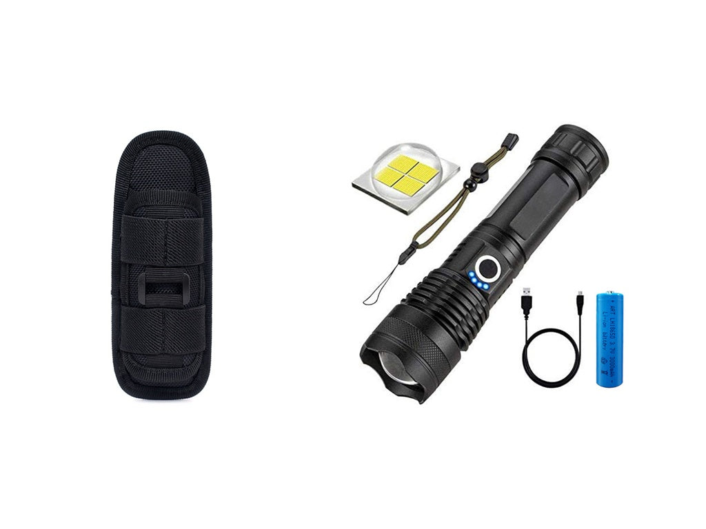 Strong Light Flashlight - Rechargeable, Zoom Power Display, Outdoor Super Bright And Portable
