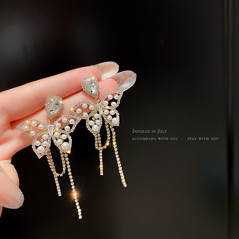 Sterling Silver Needle Light Luxury Pearl Earrings - Graceful Personality
