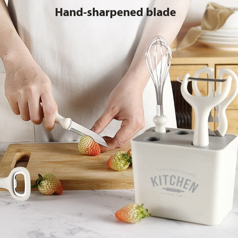 Kitchen Gadget Set - Peeler, Whisk, Opener, Scissors, Knife || Complementary Food Tool Belt Storage Seat