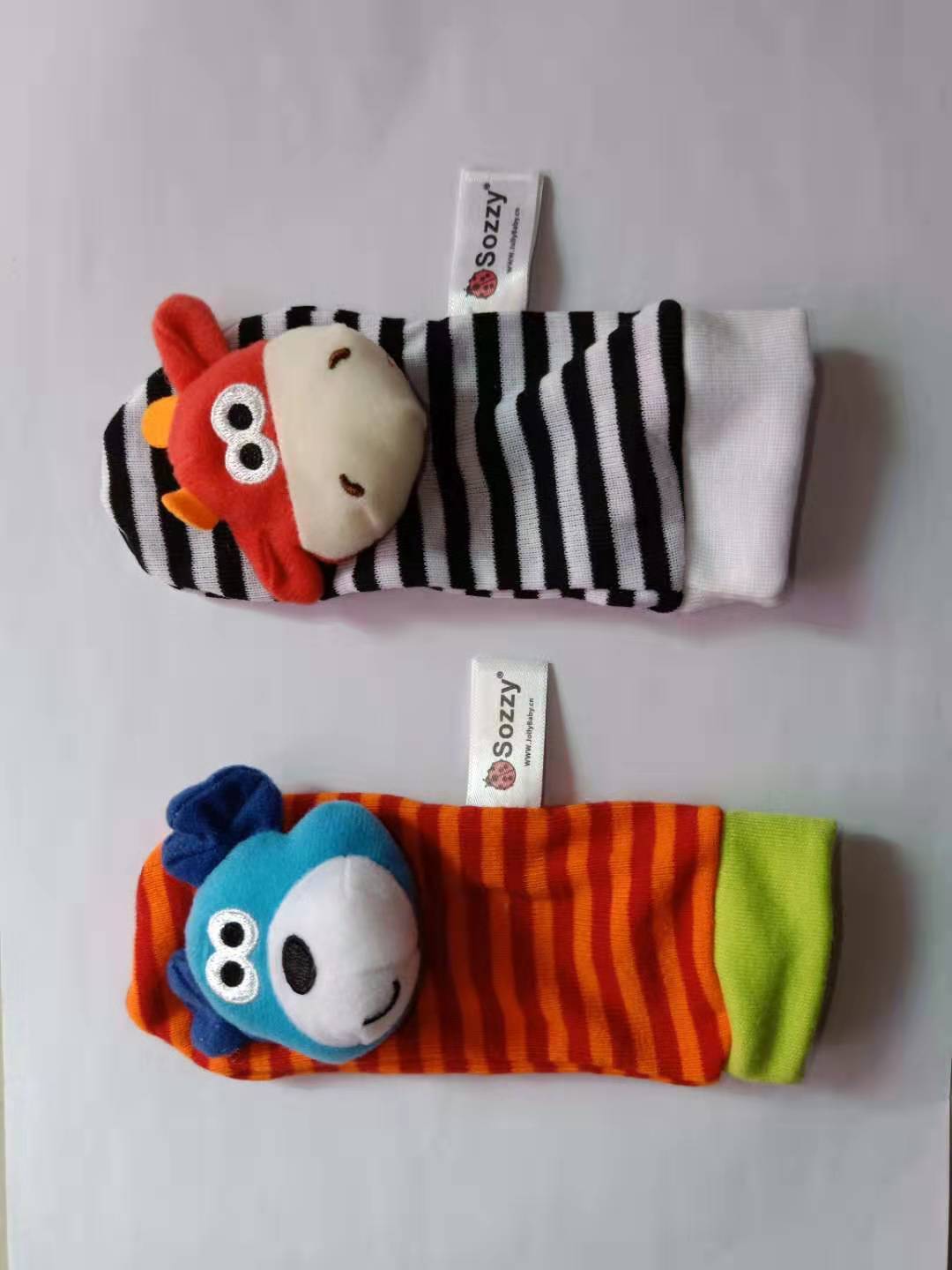 0-12 Months Soft Animal Rattle Baby Wrist Strap & Foot Sock Toy Set – Early Learning Plush Toy