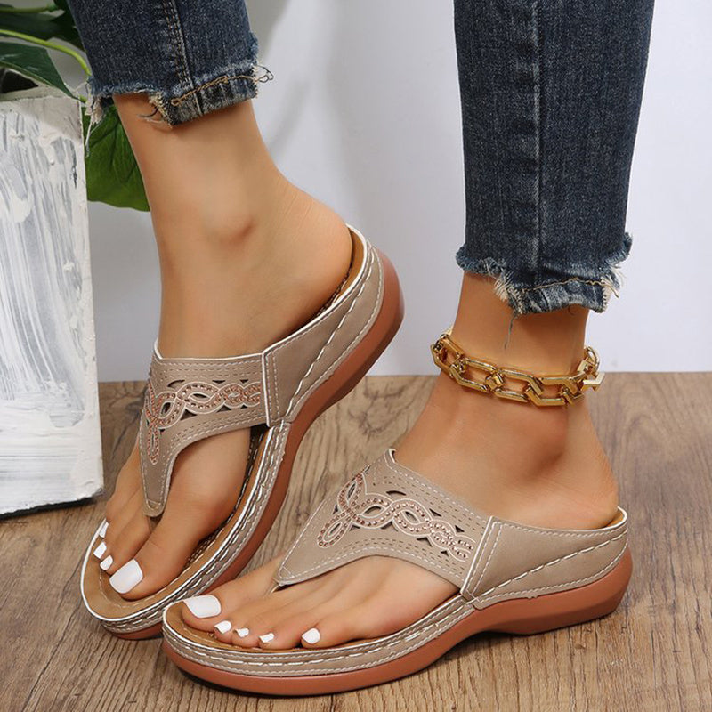 Clip Toe Wedge Sandals - Women Summer Flip Flops Slippers Beach Shoes