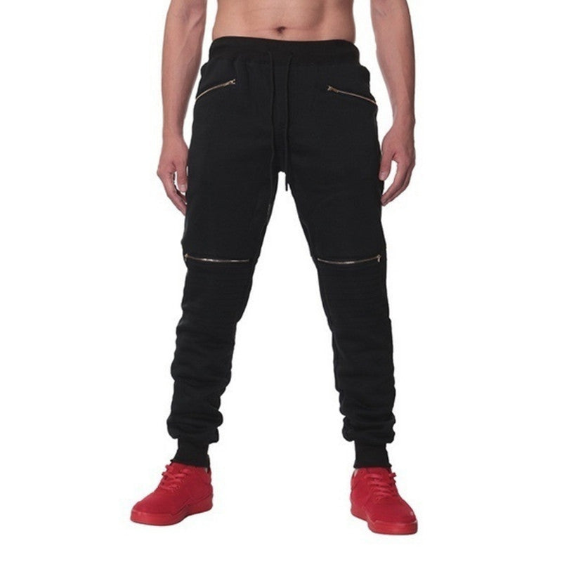Men's Sports Pants With Double Pockets And Zip