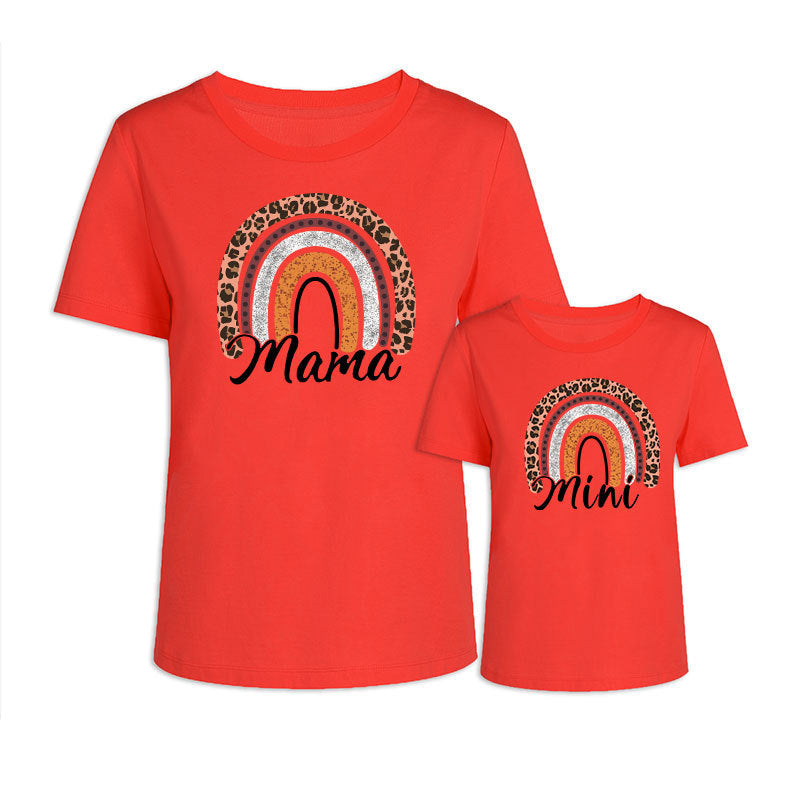 Cute Mother-daughter Matching Outfit - Mom/Mini Summer Casual Letter Print Short-sleeve
