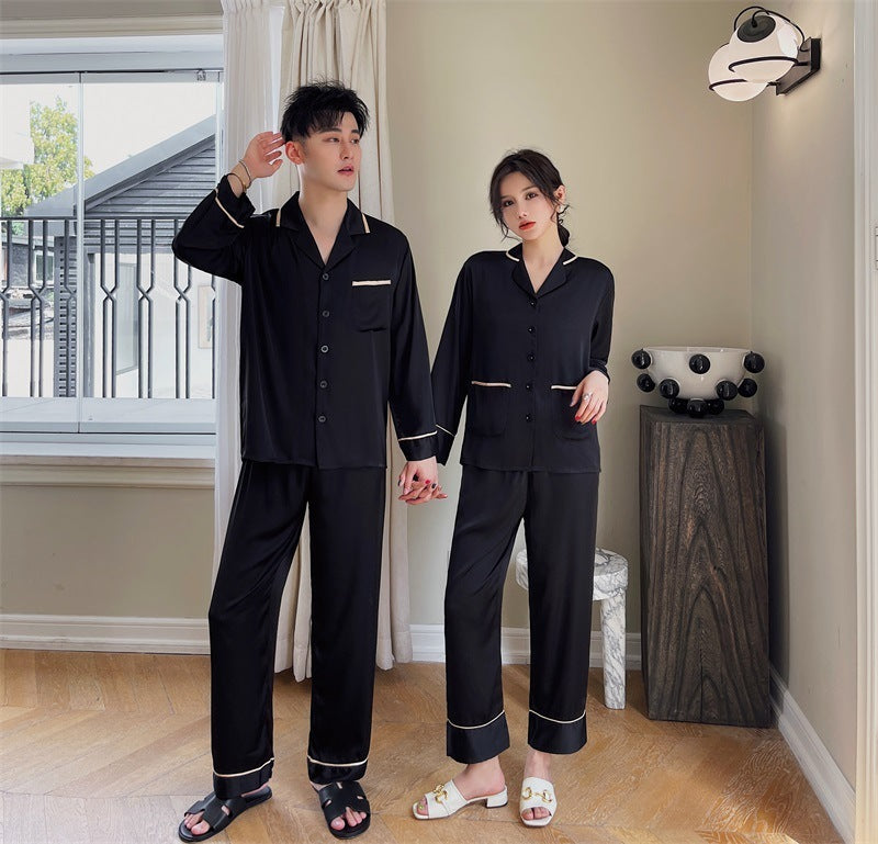 Couple Pajamas - Lapel Cardigan Long Sleeves