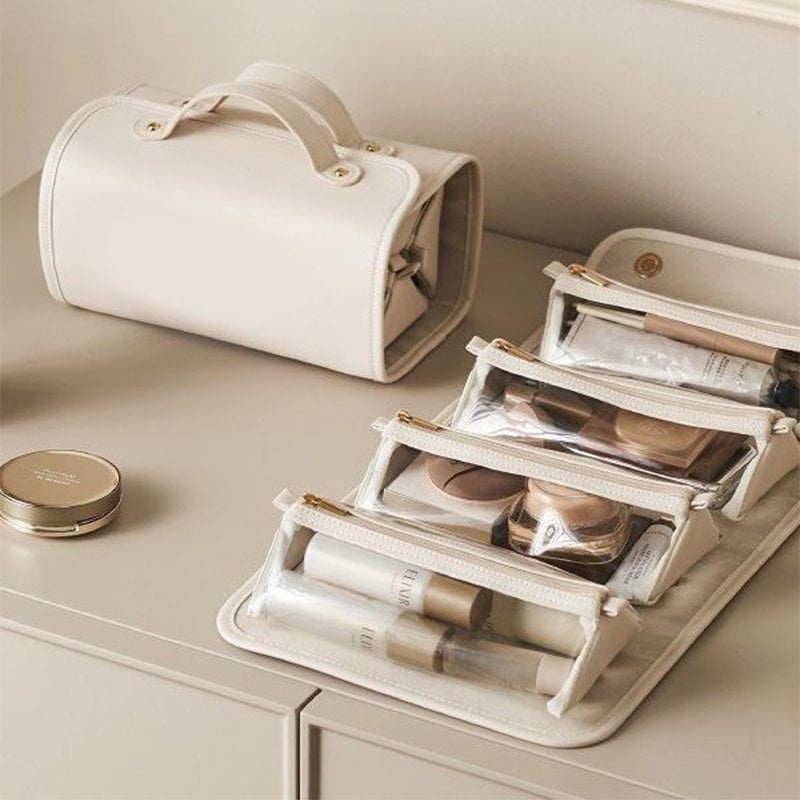 New Folding Cosmetic Bag - Large Capacity Portable Handbag, Waterproof Travel Storage Washing Bag For Women