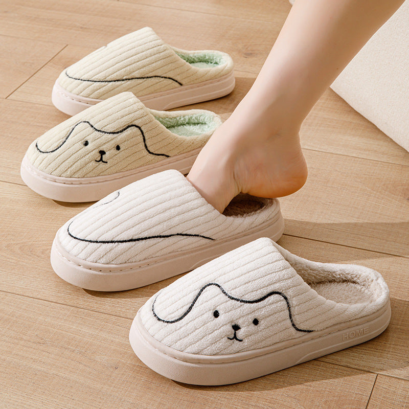 Striped Cat Slippers - Indoor Couple Non-slip Floor Bedroom Slipper Winter Warm Plush House Shoes Women Men