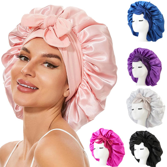 New Silk Bonnet - Women Satin Bonnet Hair Bonnet Night Sleep Cap Scarf Wrap For Curly Hair With Tie Band For Curly Hair
