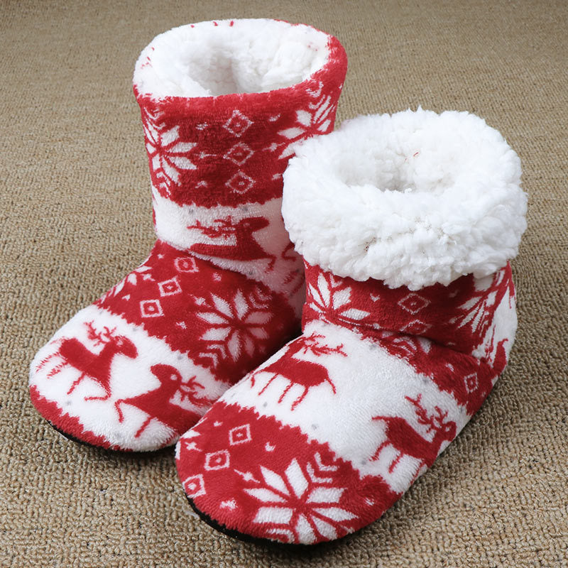 Christmas Elk Floor Shoes - Indoor Socks Shoes, Warm Plush House Slippers