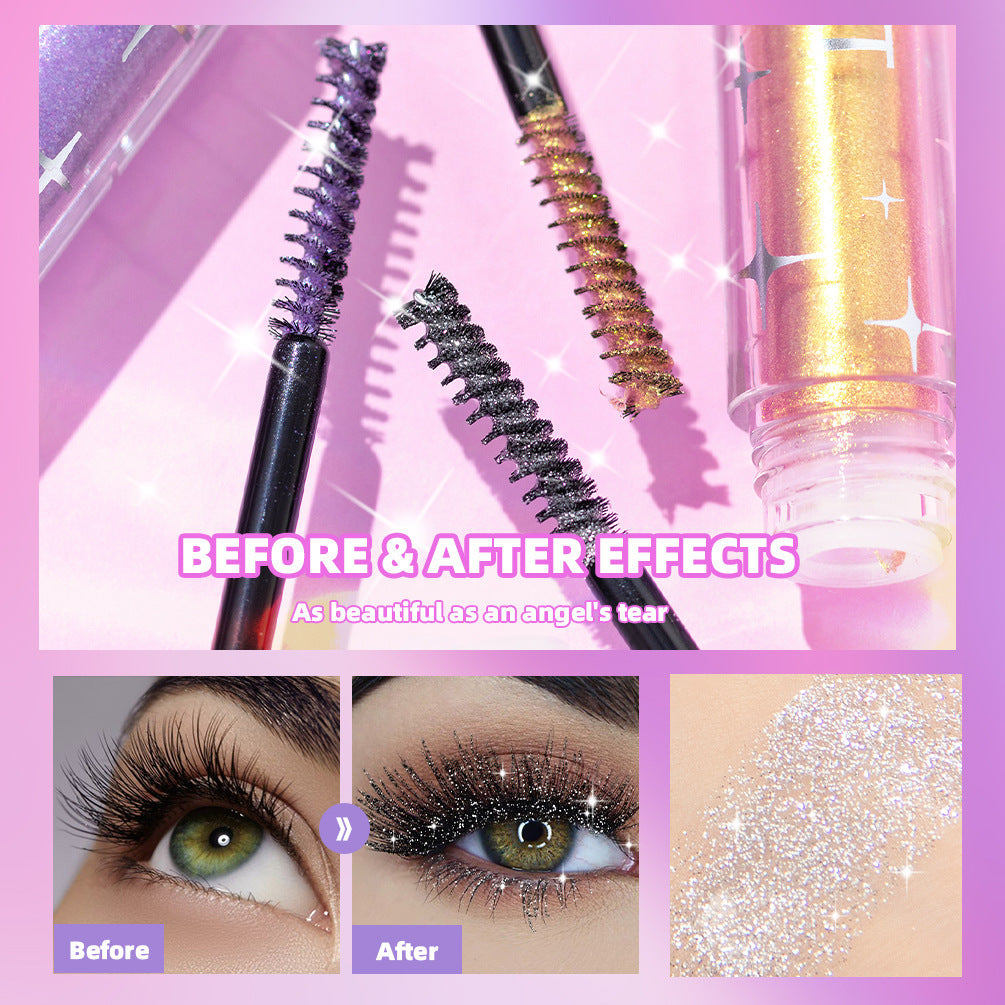 Violet Glitter Lash Mascara - Curling Extension Fast Dry Sequins Eye Black