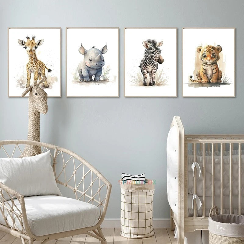 Cute Bedroom Animal inspired Wall Art – Frameless Canvas Hanging Painting! - JumoShop