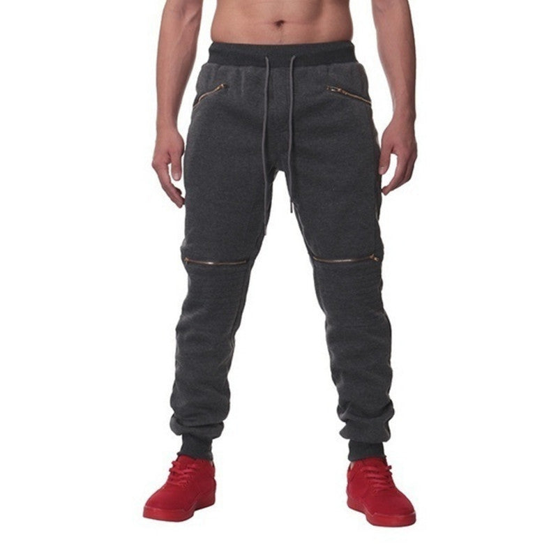 Men's Sports Pants With Double Pockets And Zip
