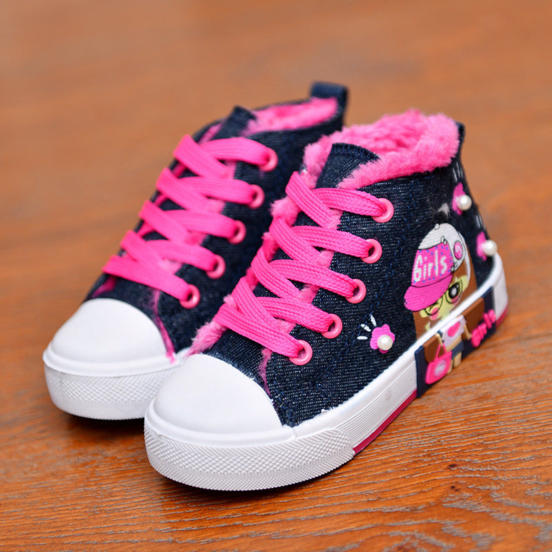 Unique Denim Canvas Girls' Sneakers