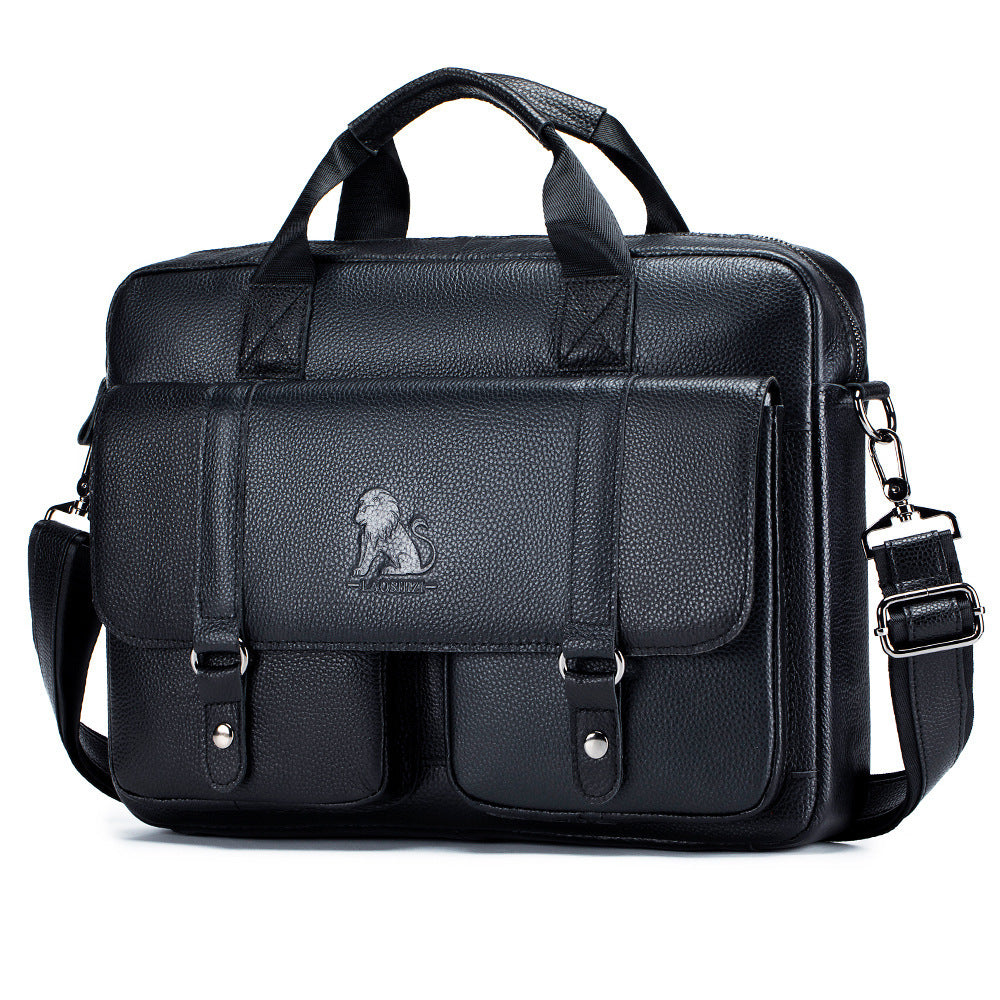 Cowhide Men's Briefcase - Business Large Capacity Handbag