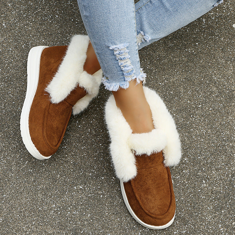 Snow Boots - Warm Winter Shoes, Plush Fur Ankle Boots Women