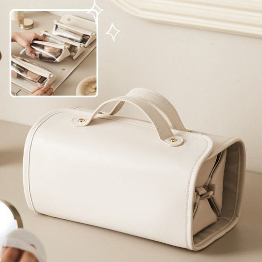 New Folding Cosmetic Bag - Large Capacity Portable Handbag, Waterproof Travel Storage Washing Bag For Women