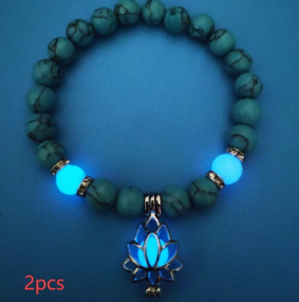 Natural Stone Bracelet - Yoga Healing Luminous Glow In The Dark Charm Beads Bracelet For Men and Women