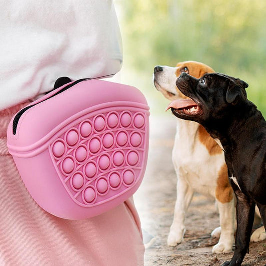 Silicone Dogs Treat Pouch - Pet Training Bag Portable Waist Bag Treat Snack