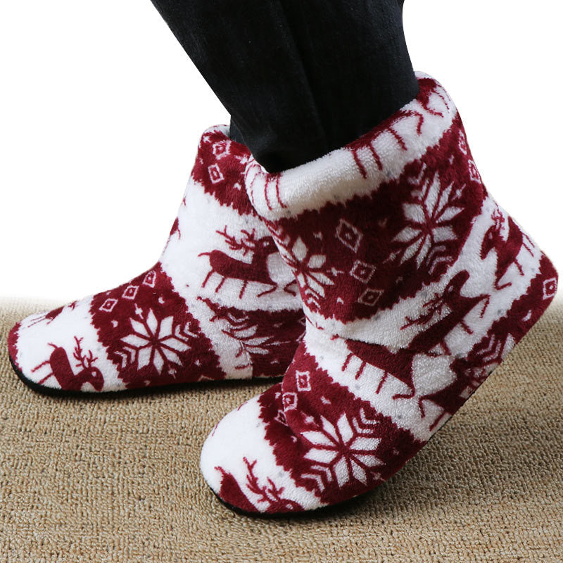 Christmas Elk Floor Shoes - Indoor Socks Shoes, Warm Plush House Slippers