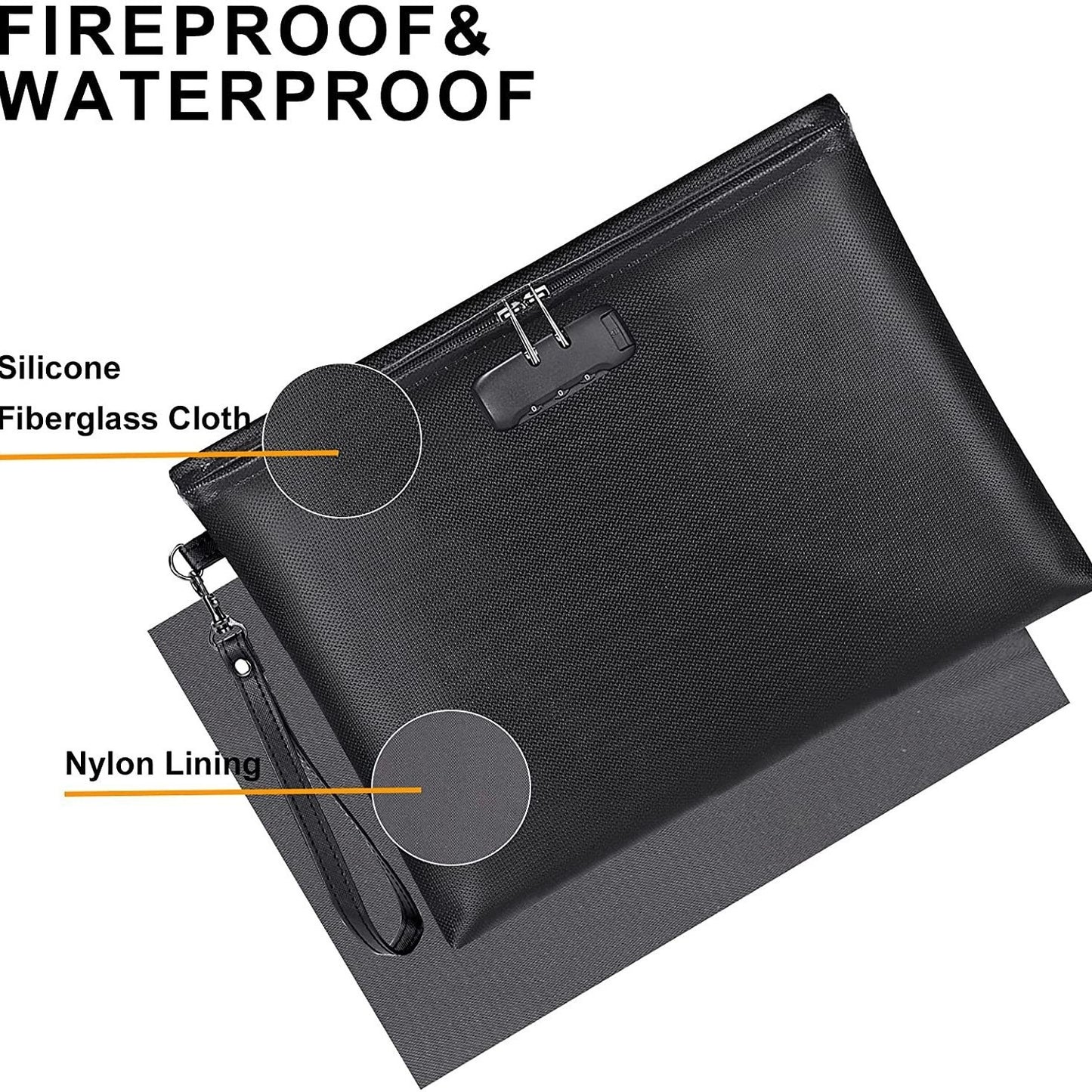 Zippered File Bag - Liquid Silicone Fire Protection Data File Buggy Bag