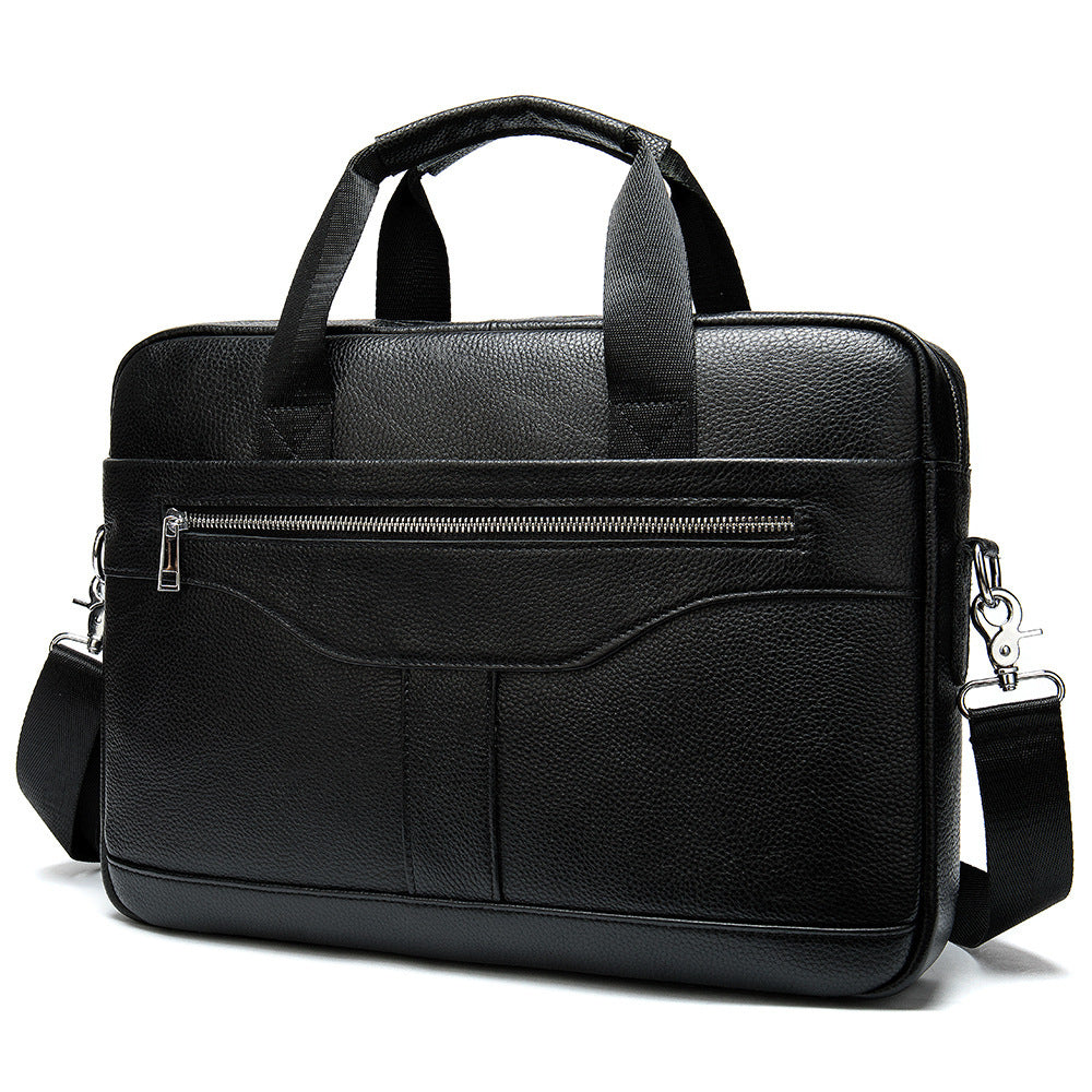 Men's Leather Briefcase - Business Men's Bag First Layer Cowhide Portable