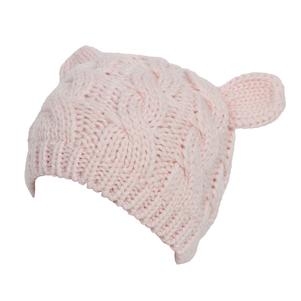 Hand Made 3D Cute Knitted Cap - Ear Beanie For Winter