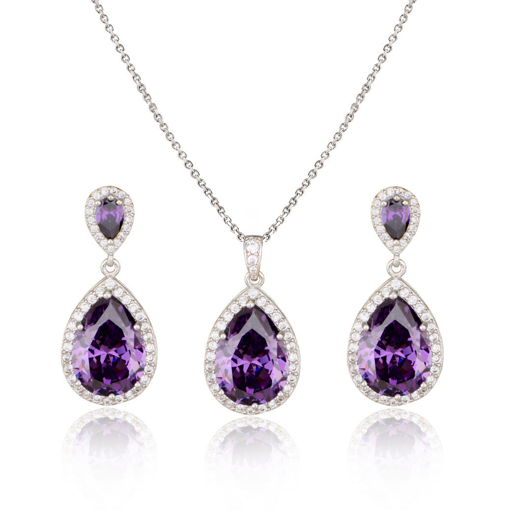 Luxury Bright Zircon Water Drops Wedding Jewelry Set - Bridal Wedding Jewelry Simple Graceful
