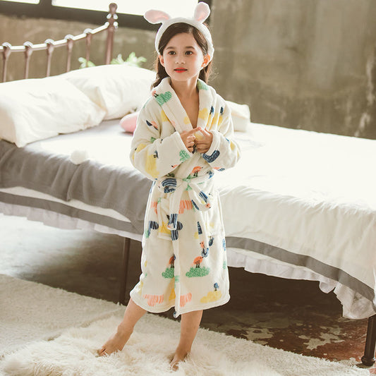 Children's Nightgown Thickened Flannel Girls Bathrobe