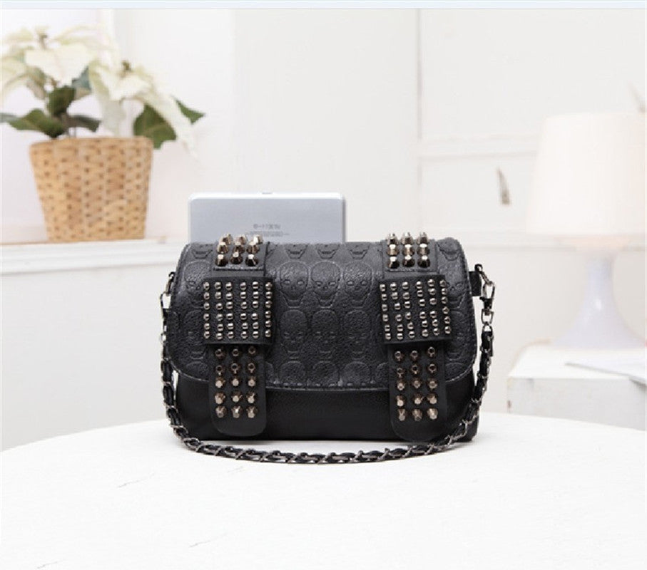 Fashion Women Black Leather Messenger Bags and Wallet