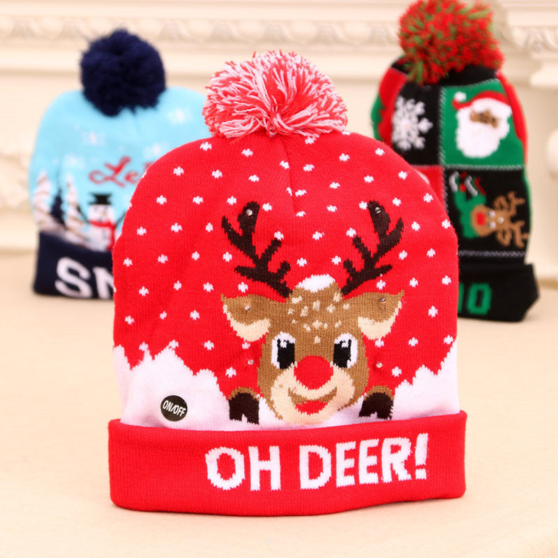LED Christmas Sweater Beanie Christmas Light Up Knitted Hat - Christmas Gift Kids Xmas New Year Decorations