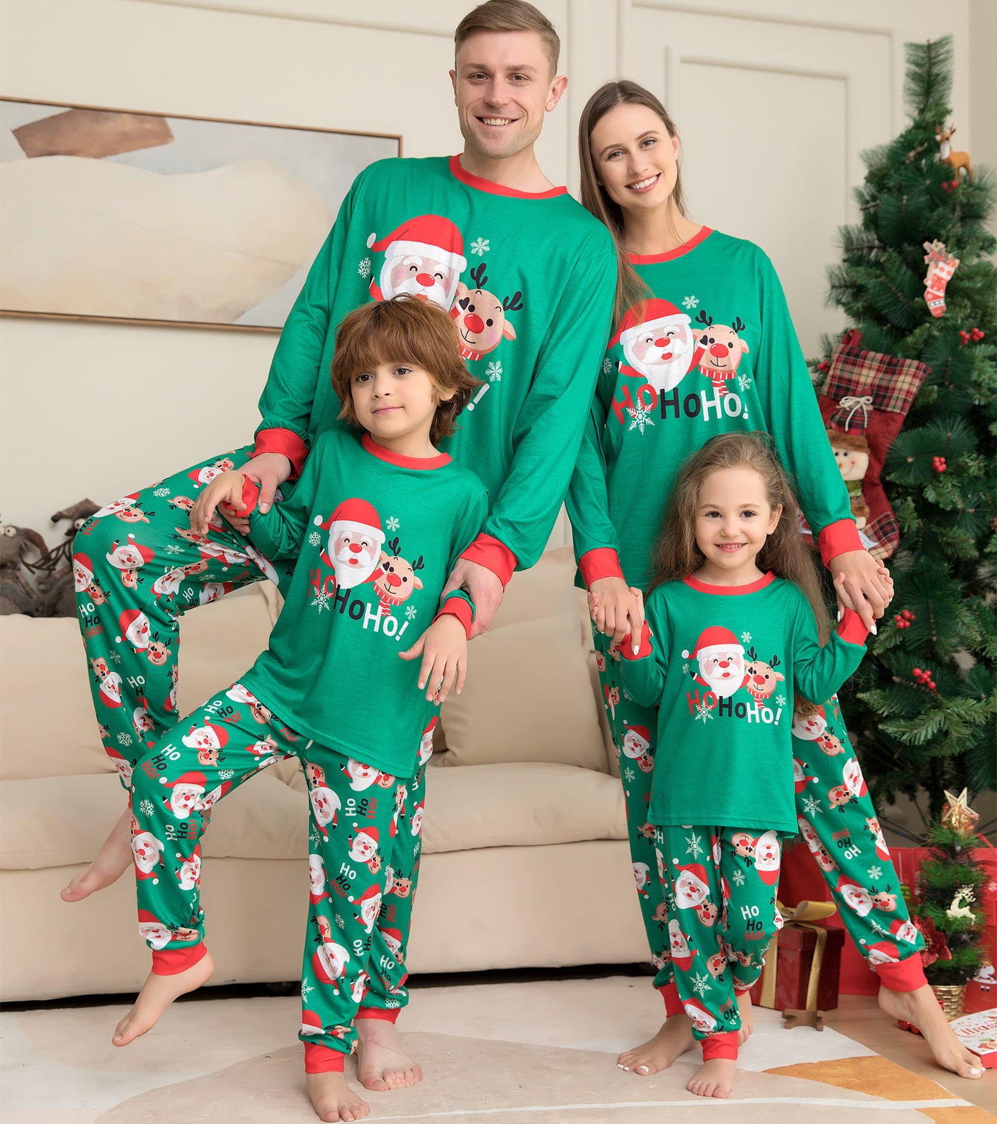 Christmas Pajamas For Family - Matching Family Christmas PJs Sets Santa Claus Printed Top Sleepwear