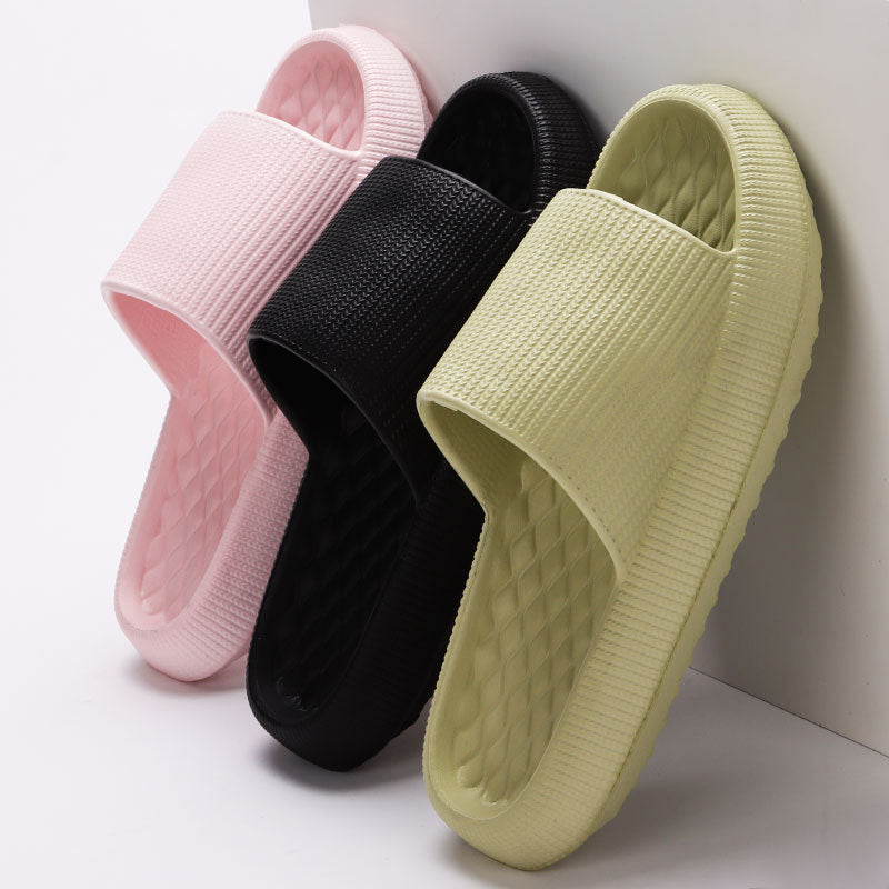 Summer EVA Slippers Solid Color Rhombus Stripe Anti-slip Slippers  - New Women's Home Shoes