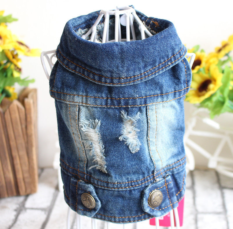 Designer Dog Denim Jacket – Stylish Spring Puppy Jeans Vest for Small Dogs & Cats