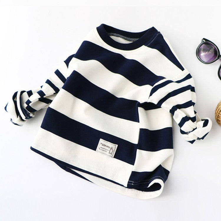 Striped Black And White Pullover - Children's Long-sleeved Sweater