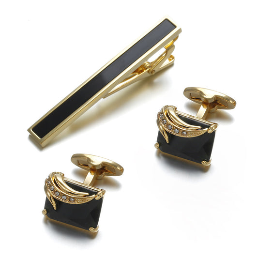 Luxury Gold Tie Clip & Cufflinks Set – Elevate Your Style with Elegance ✨ Fashion Gentleman Tie Clip High Quality Cufflinks Gold - JumoShop