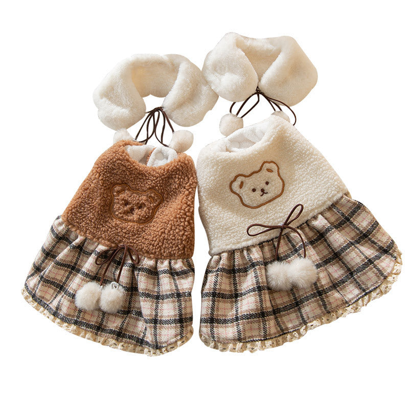 Fashion New Puppy Cute Bear Dress – Cozy & Adorable Tank Skirt with Scarf